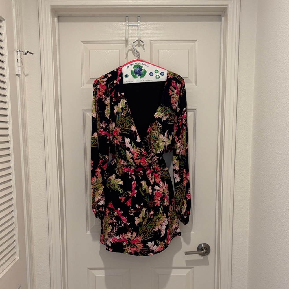 Lovers + Friends Black Floral Blouse